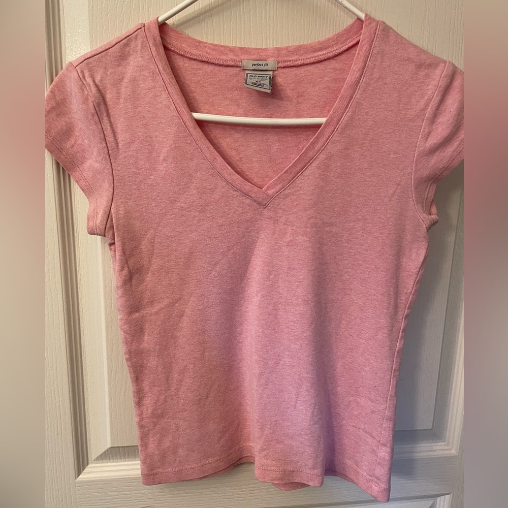Old Navy Pink Fitted Cap Sleeve Tee